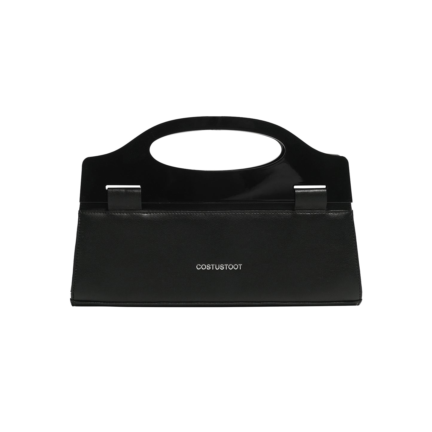 ACRYLIC HANDLE LEATHER CLUTCH