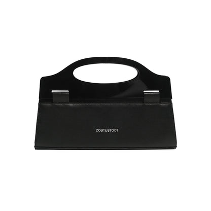 ACRYLIC HANDLE LEATHER CLUTCH