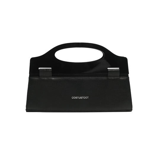 ACRYLIC HANDLE LEATHER CLUTCH