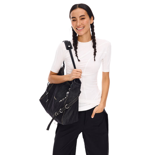 DENIM SINGLE-SHOULDER BAG