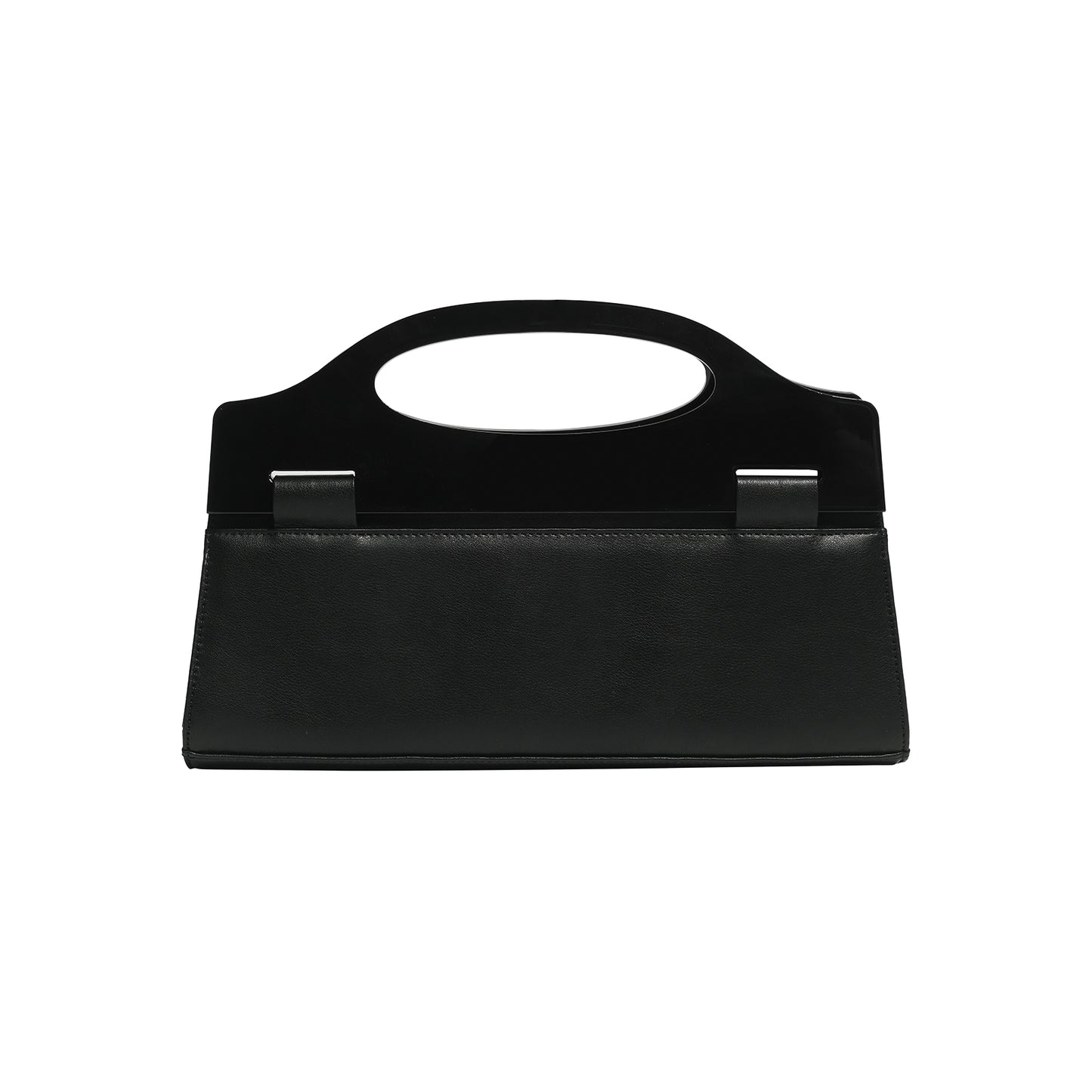 ACRYLIC HANDLE LEATHER CLUTCH