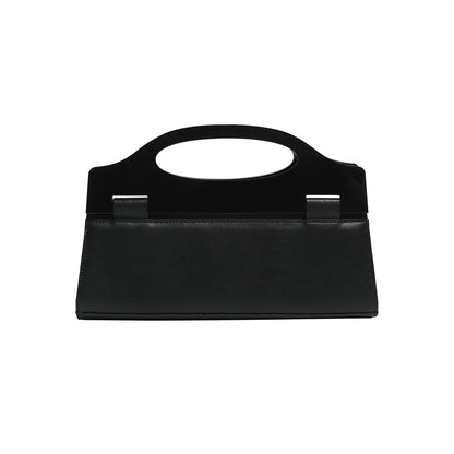 ACRYLIC HANDLE LEATHER CLUTCH