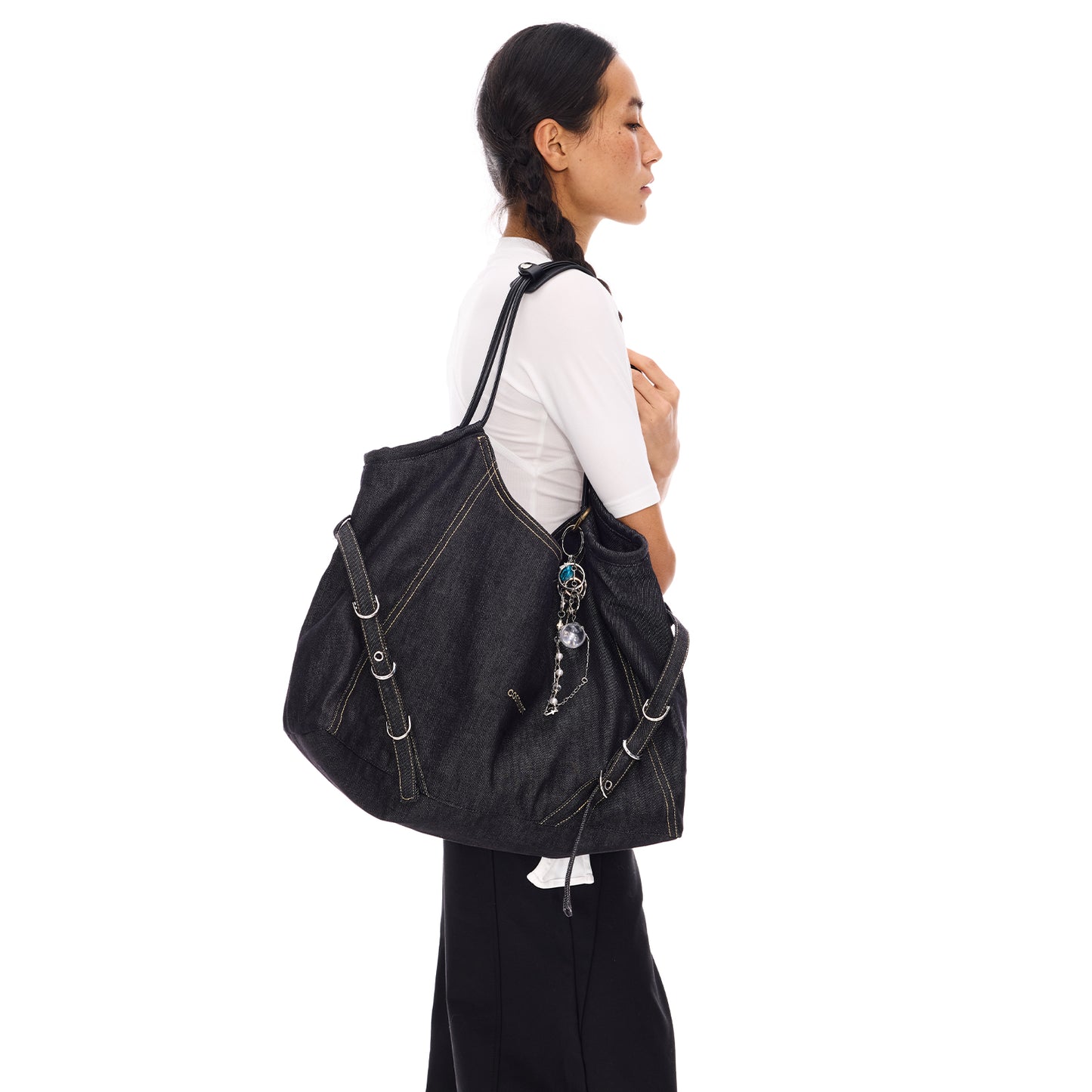 DENIM SINGLE-SHOULDER BAG