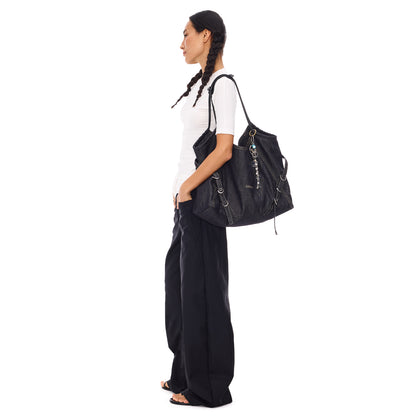 DENIM SINGLE-SHOULDER BAG