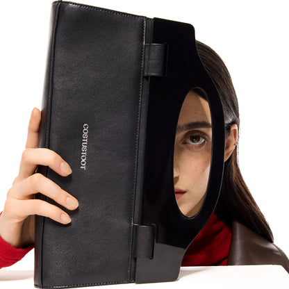 ACRYLIC HANDLE LEATHER CLUTCH