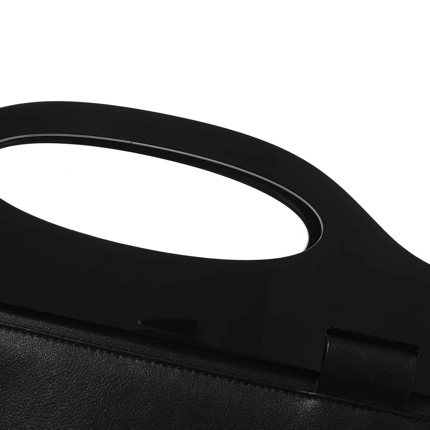 ACRYLIC HANDLE LEATHER CLUTCH