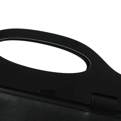 ACRYLIC HANDLE LEATHER CLUTCH