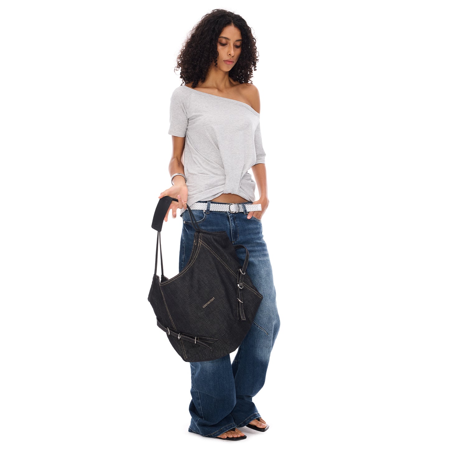 DENIM SINGLE-SHOULDER BAG